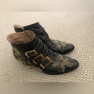 Chloe black leather susanna boots size 38